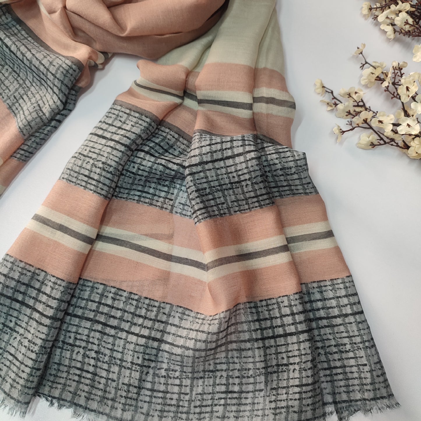 Ombre Printed Lawn Hijab _ Peach