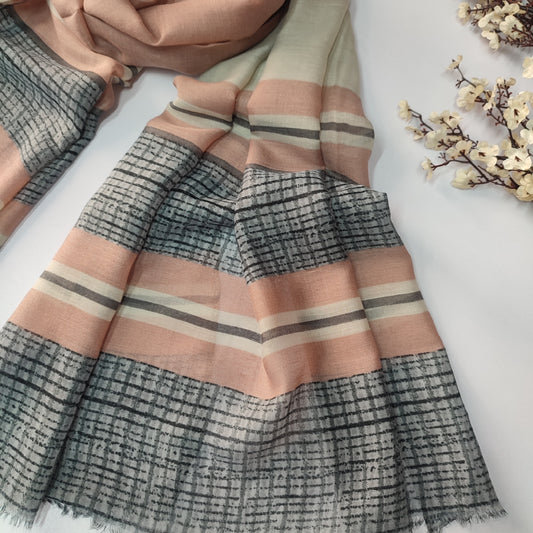 Ombre Printed Lawn Hijab _ Peach