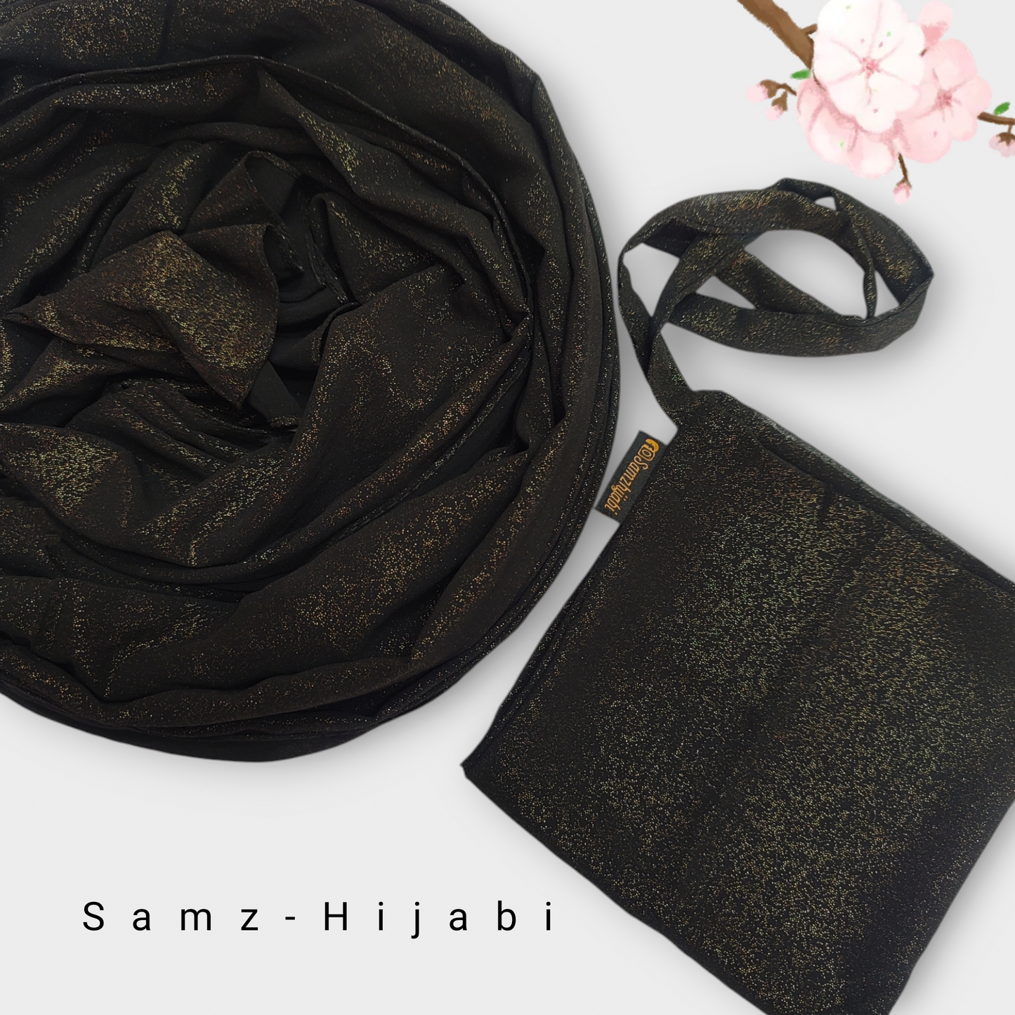 Moonlight Golden Shimmer Hijab Naqab _ Black