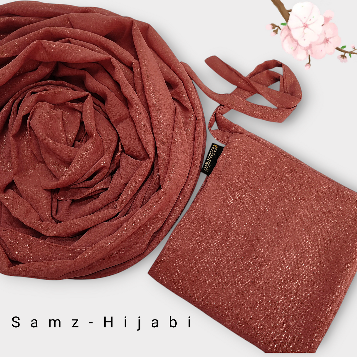 Moonlight Golden Shimmer Hijab Naqab _ Carrot Pink