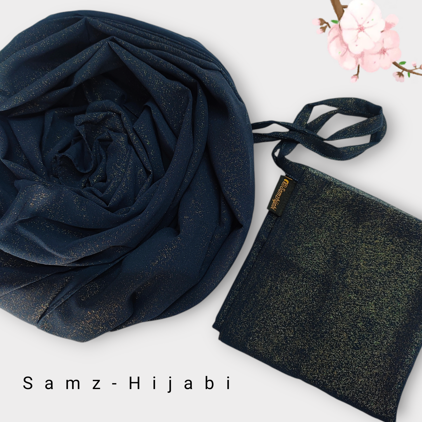 Moonlight Golden Shimmer Hijab Naqab _ Navy Blue