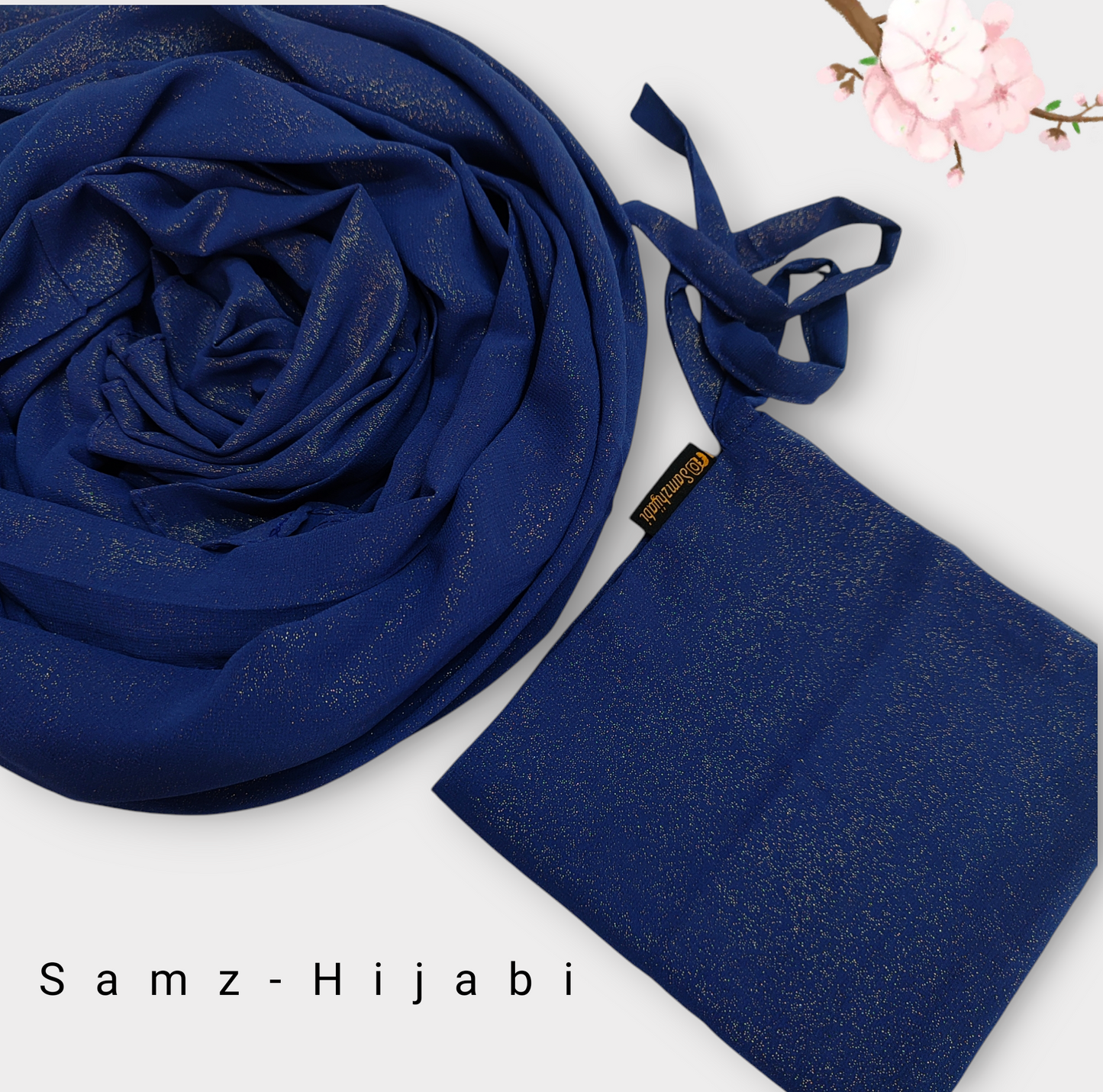 Moonlight Golden Shimmer Hijab Naqab _ Royal Blue