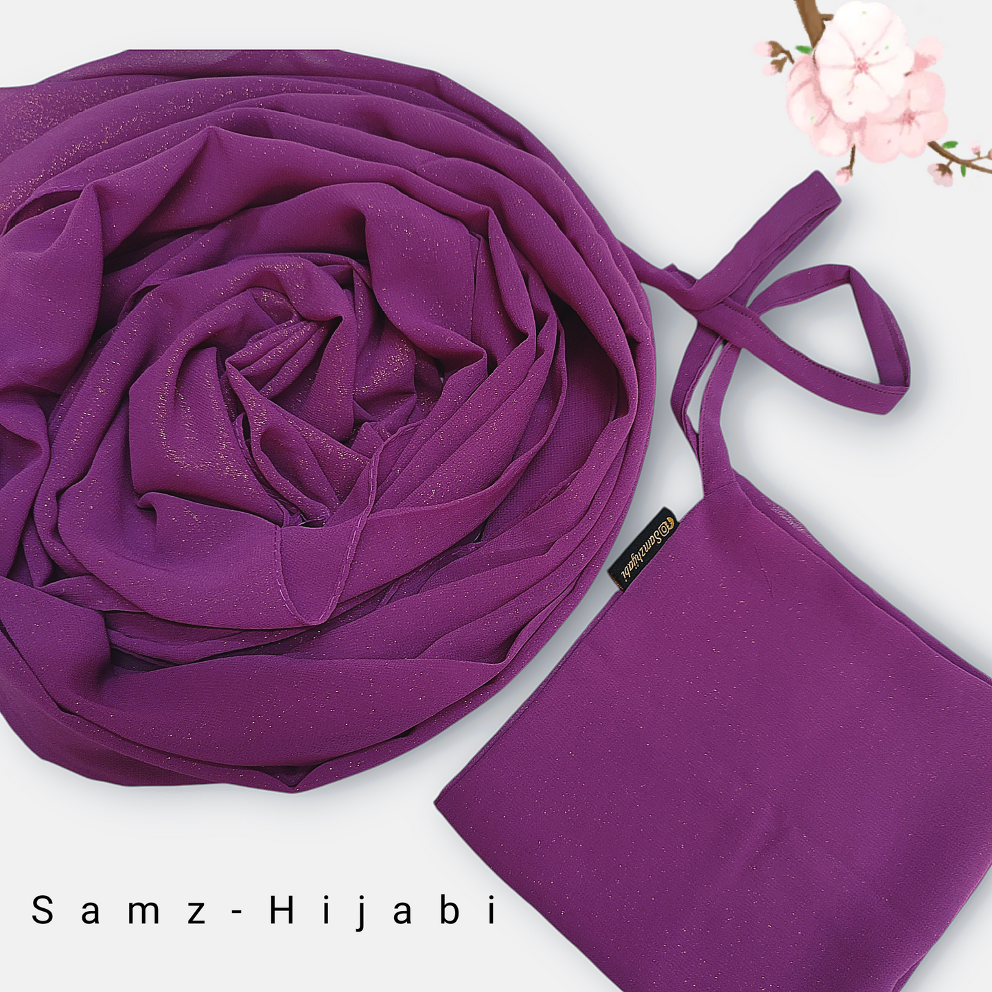 Moonlight Golden Shimmer Hijab Naqab Set _ Light Purple