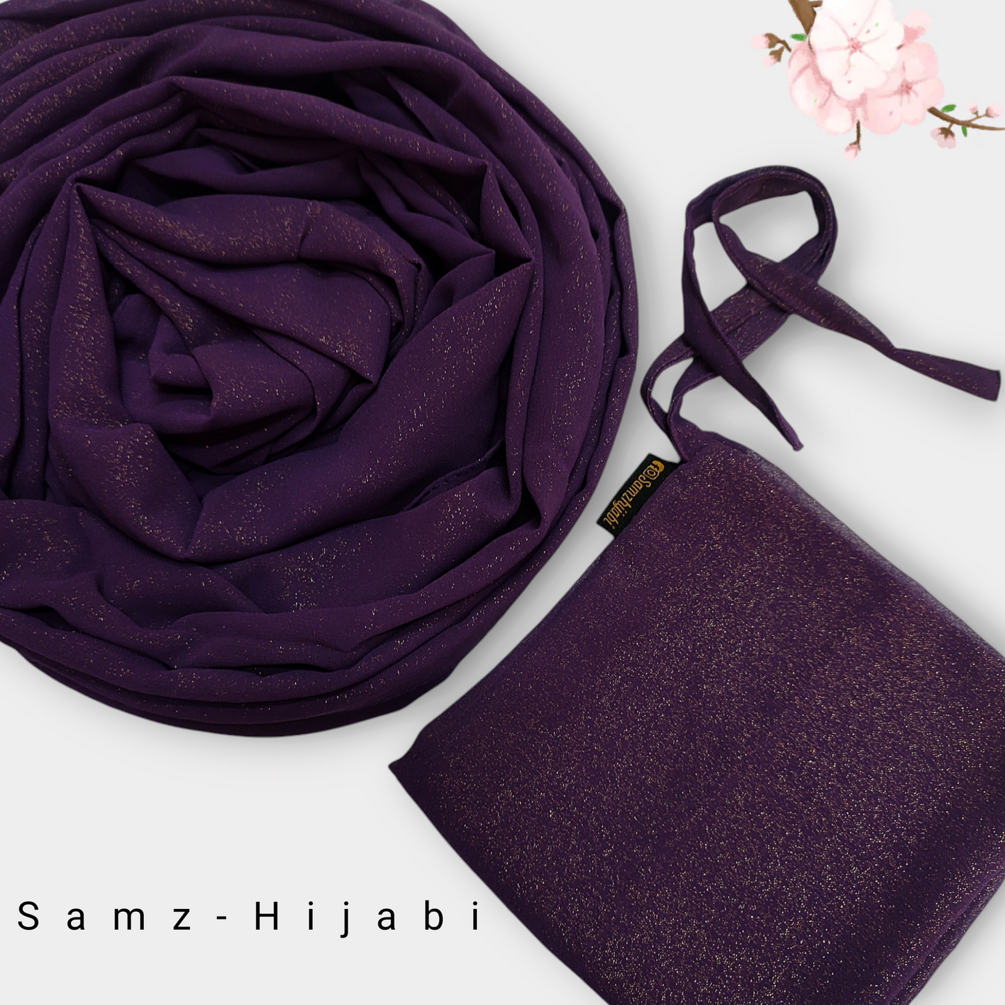 Moonlight Golden Shimmer Hijab _ Dark Purple