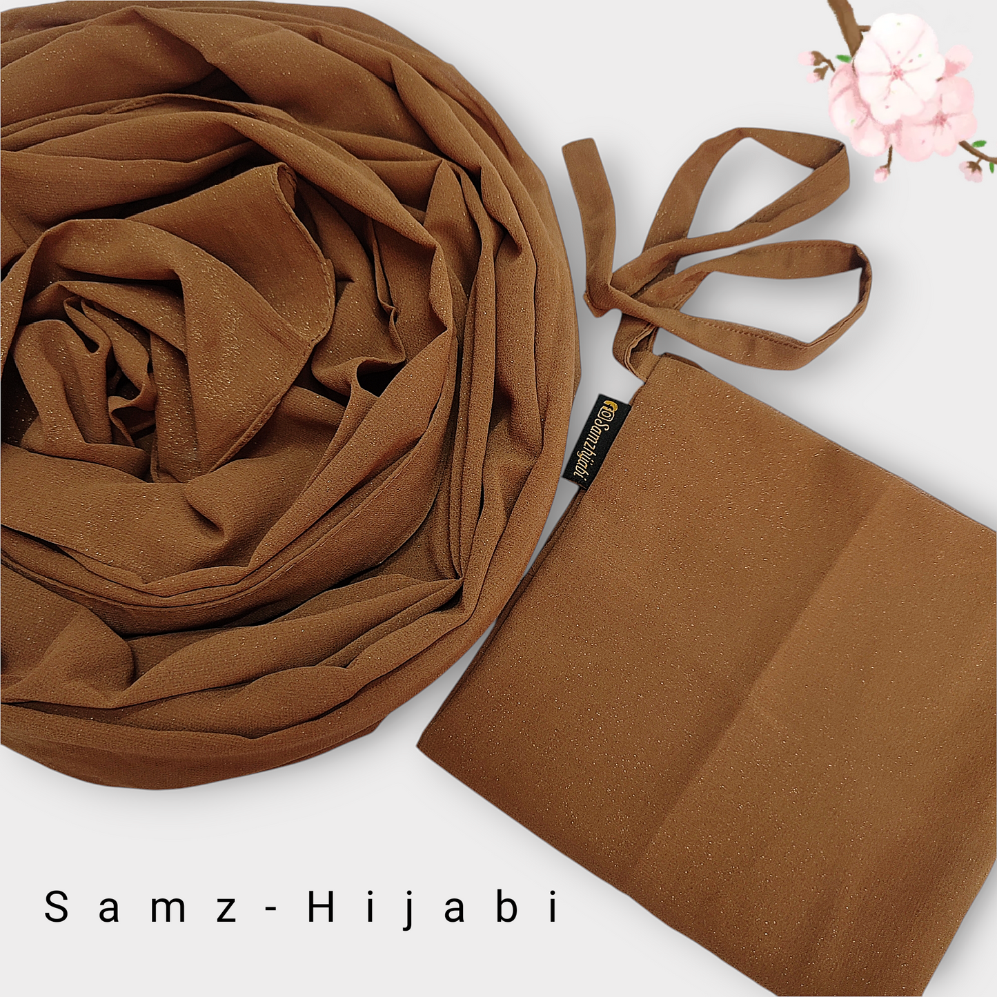 Moonlight Golden Shimmer Hijab _ Camel Brown