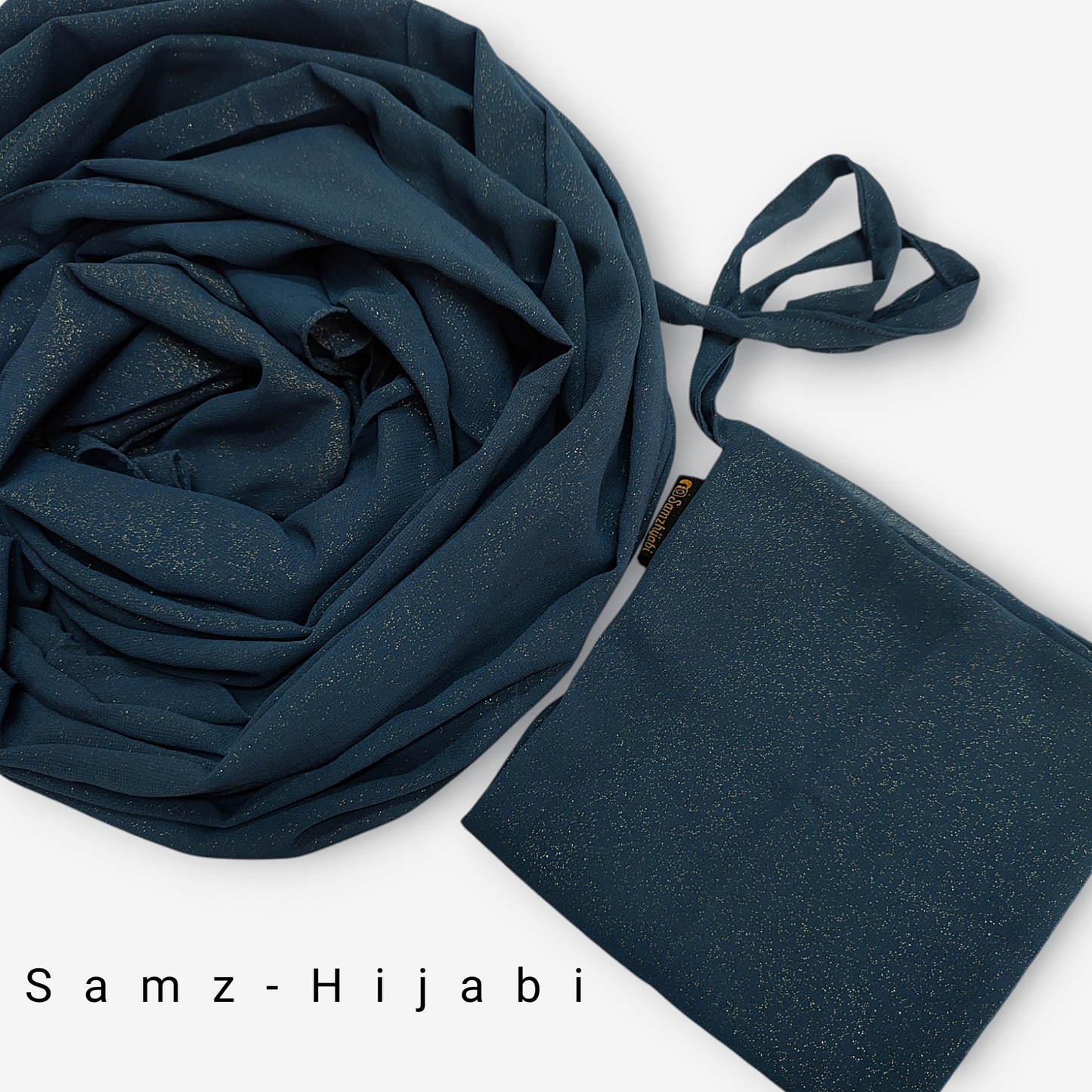 Moonlight Golden Shimmer Hijab Naqab _ Denium Blue