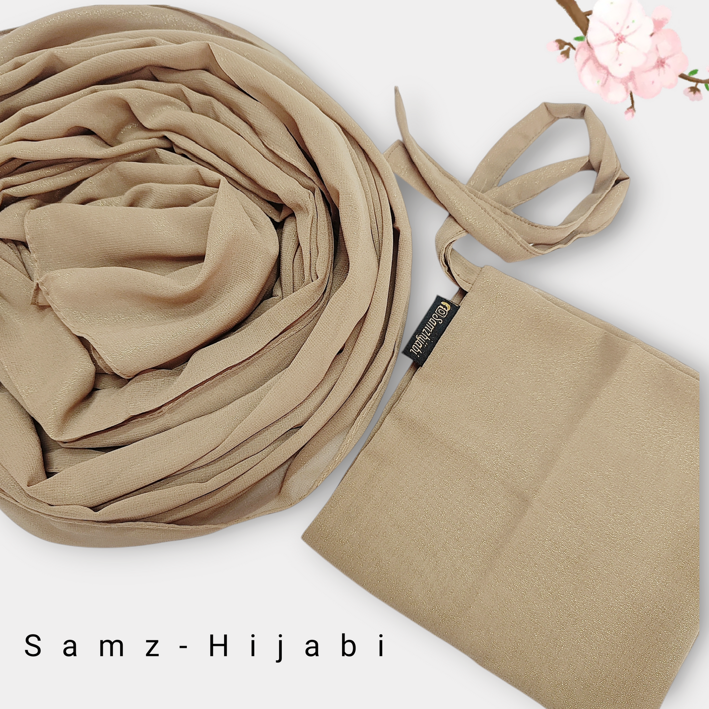 Moonlight Golden Shimmer Hijab Naqab _ Butter Cream