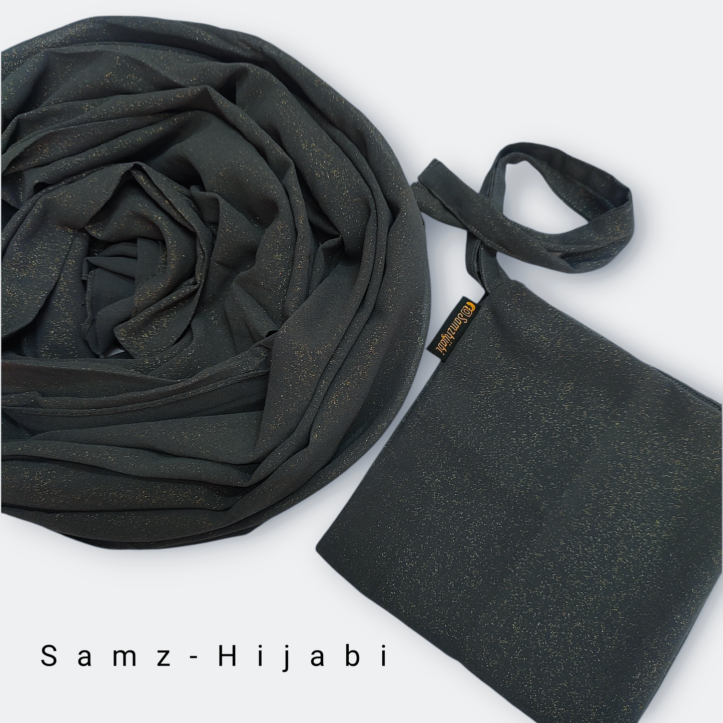 Moonlight Golden Shimmer Hijab Naqab _ Dark Gray