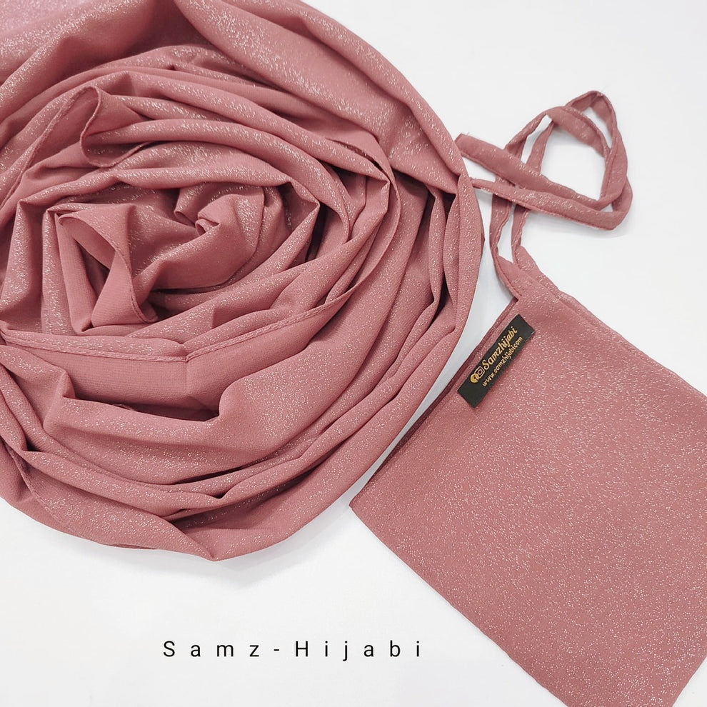 Moonlight Golden Shimmer Hijab _ Powder Pink