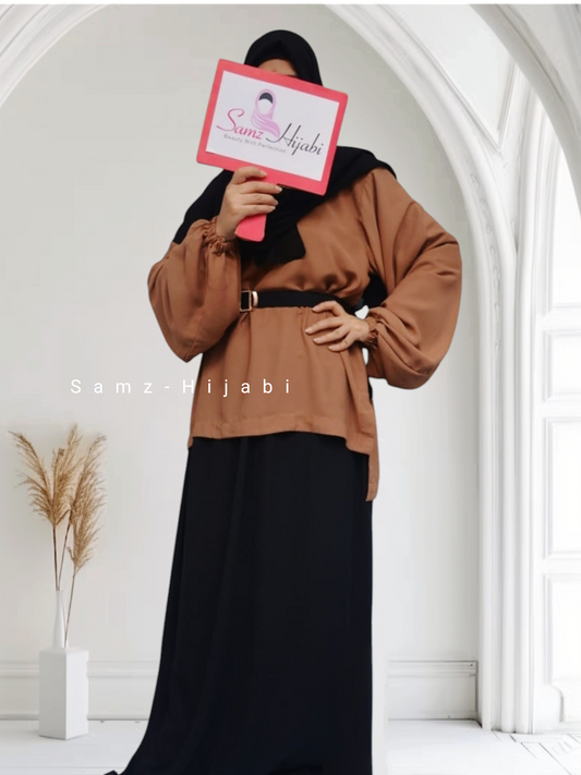 Skirt abaya Camel Brown and Black