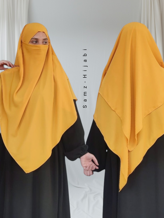 Double Layer Khimar_Mustard