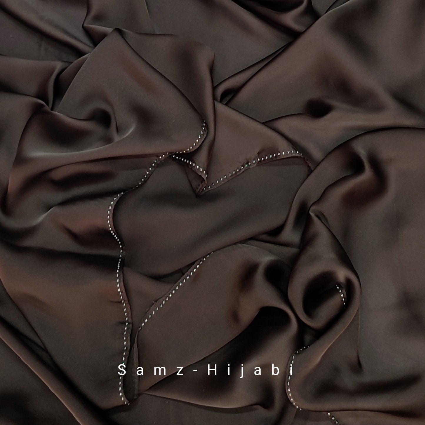 Satin Silk Stone Hijab _ Chocolate Brown