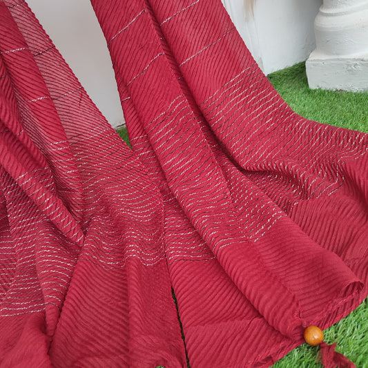 Crinkle -Thread Lawn Hijab -Cherry Maroon