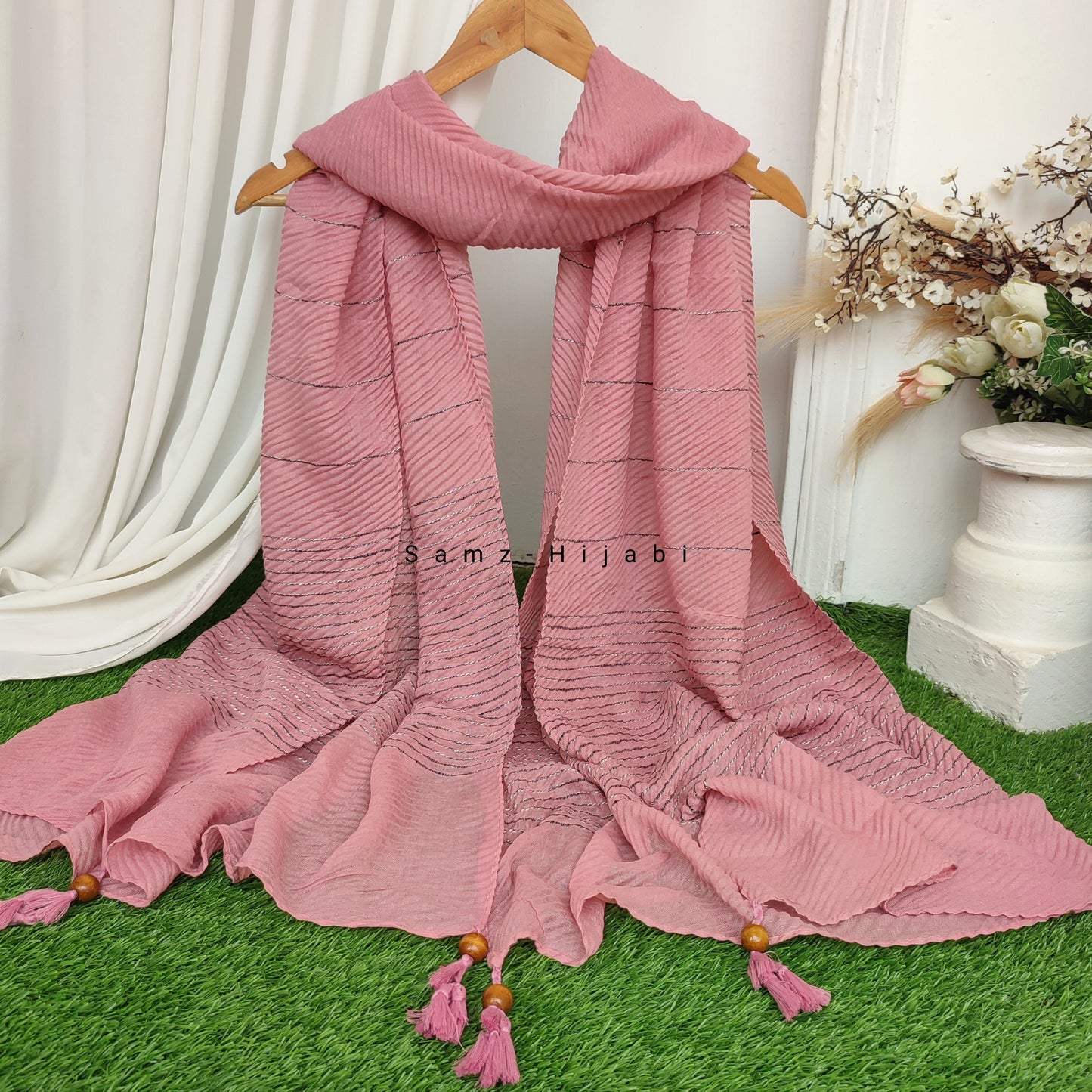 Crinkle -Thread Lawn Hijab -Tea Pink