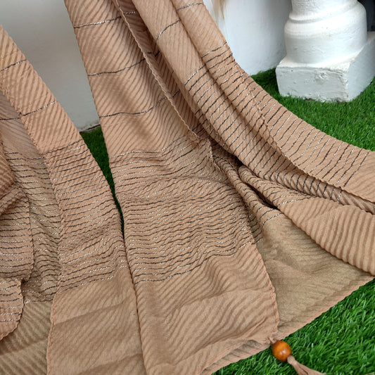 Crinkle -Thread Lawn Hijab -Dark Khaki
