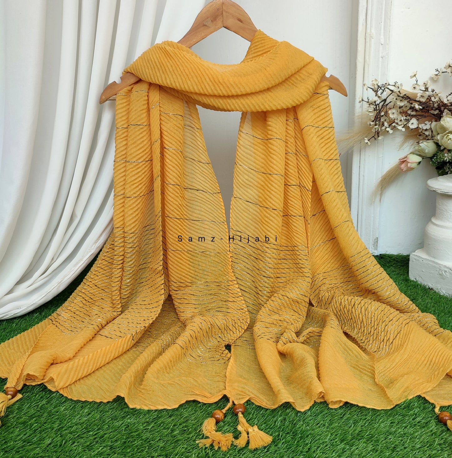 Crinkle -Thread Lawn Hijab -Mustard