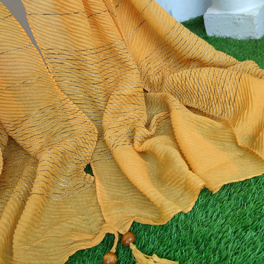 Crinkle -Thread Lawn Hijab -Mustard