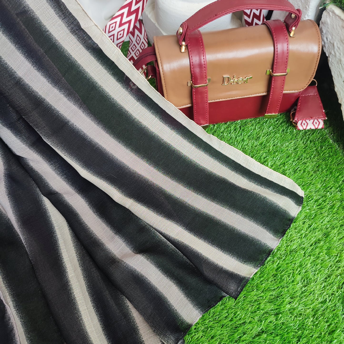 Multi Striped Morrocon Lawn Hijab _Black White