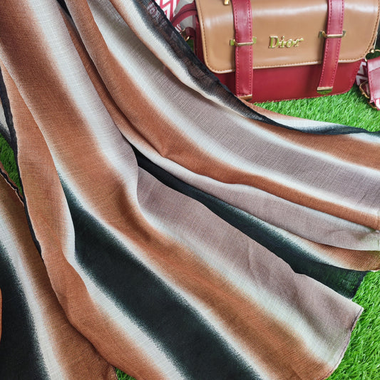 Multi Striped Morrocon Lawn Hijab_ Black Brown
