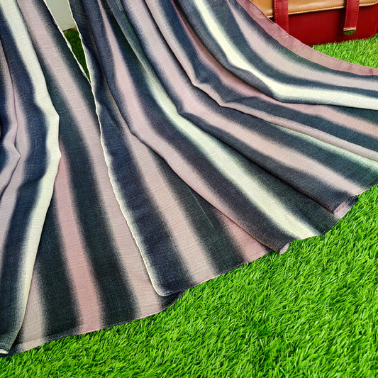 Multi Striped Morrocon Lawn Hijab _ Tea Pink Navy