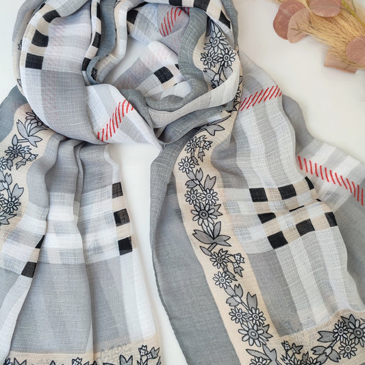 Check_Grid Morrocon Hijab_ Gray