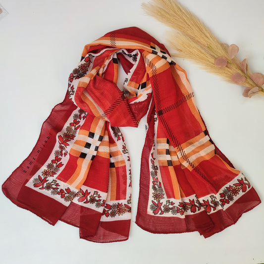 Check_ Grid Morrocon Hijab_ Red