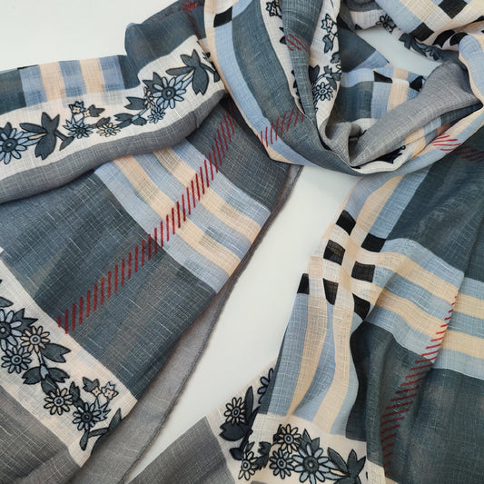 Check_ Grid Morrocon Hijab_ Dark Gray