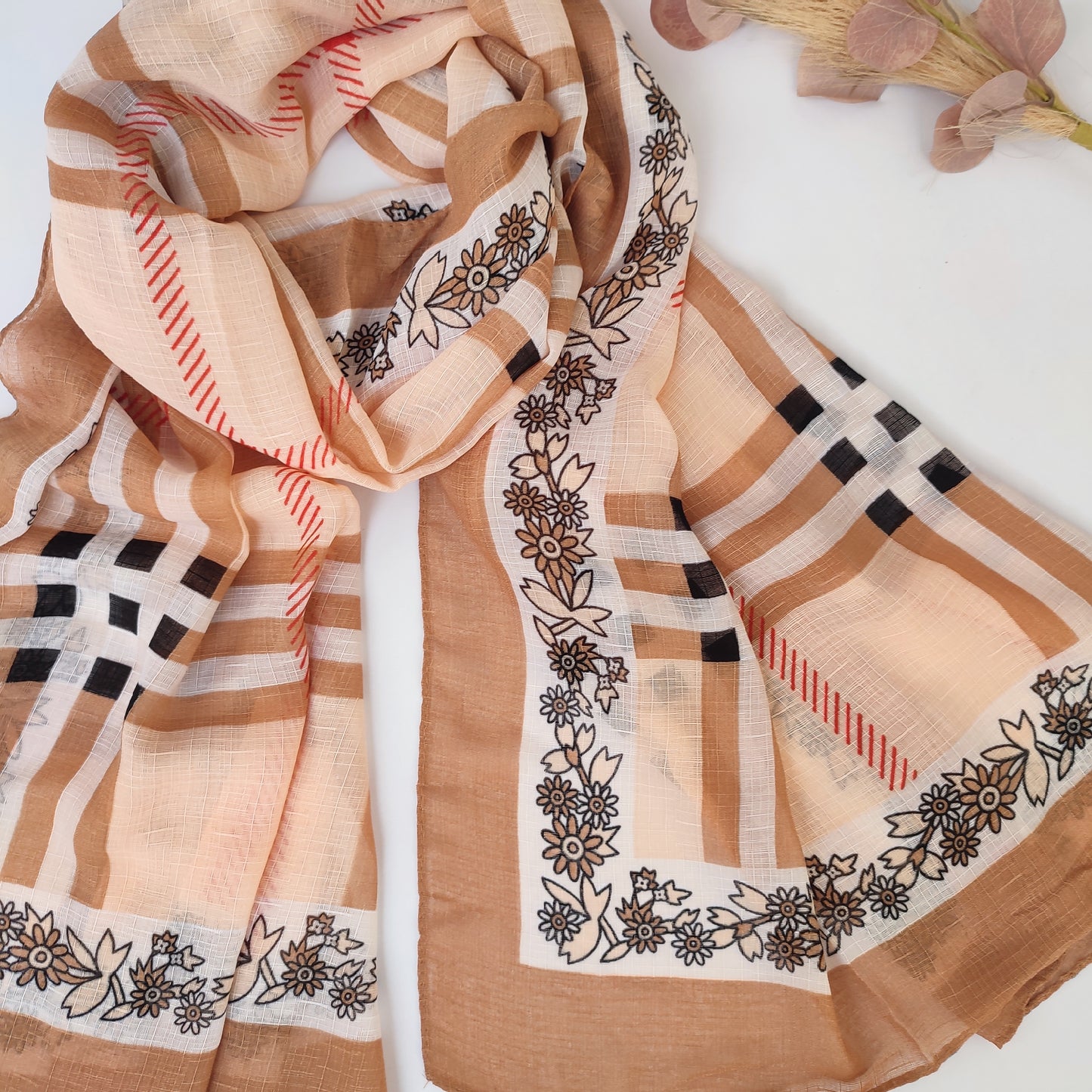 Check_ Grid Morrocon Hijab_ khakhi