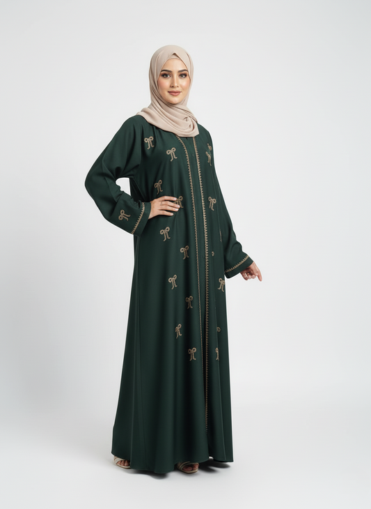Festive Collection Abaya _ Dark Green