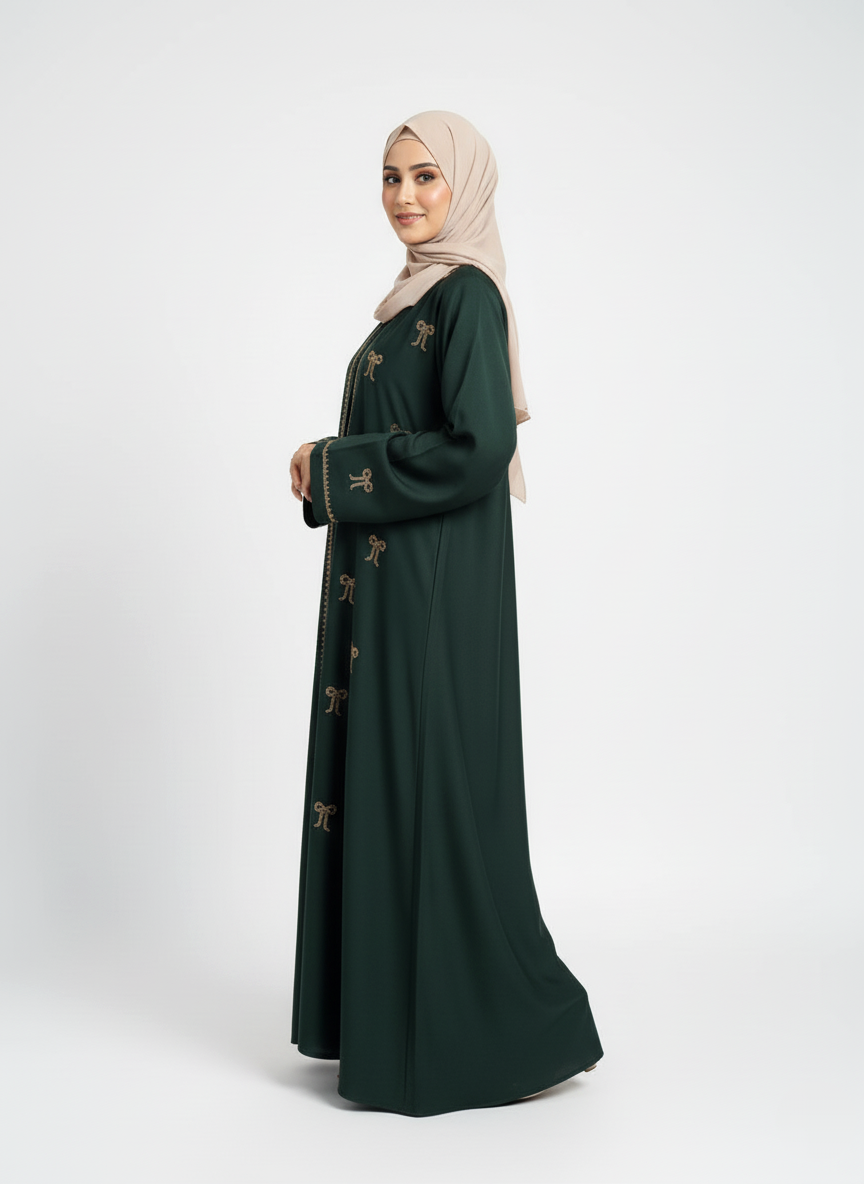 Festive Collection Abaya _ Dark Green