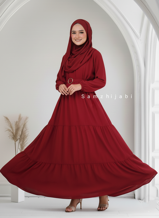 Maxi Layer Three Step Abaya Maroon