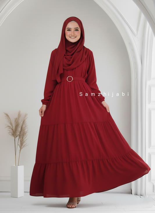 Maxi Layer Three Step Abaya Maroon
