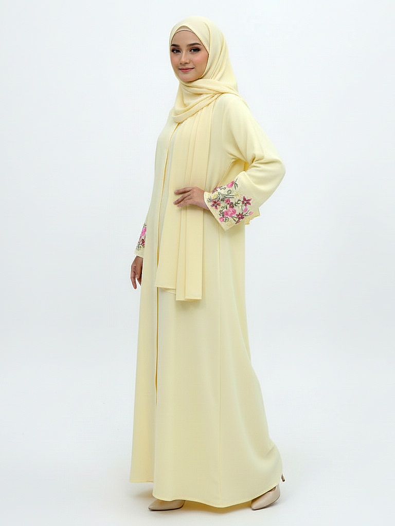 Linen Abaya Light Yellow