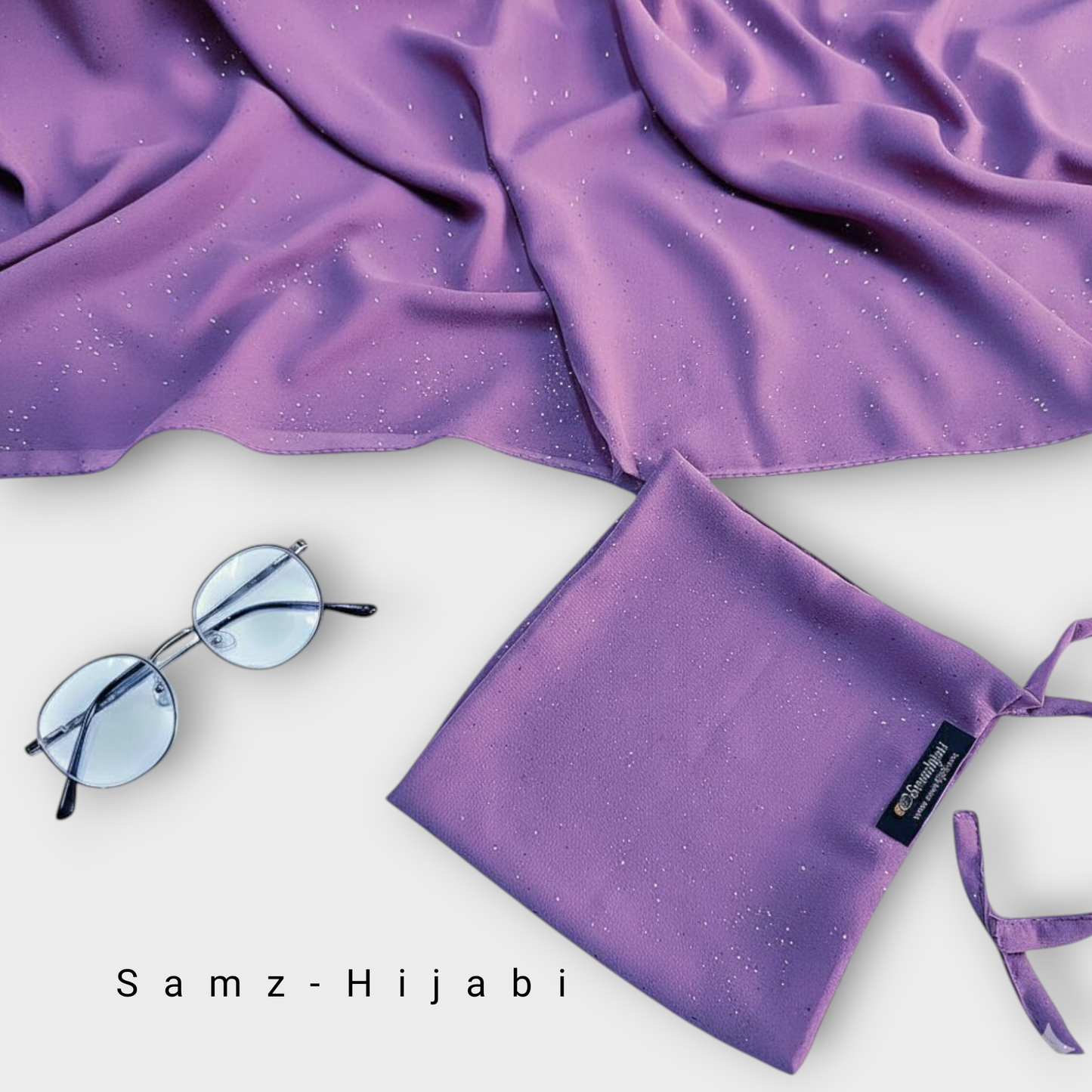 Sparkling Glitter Hijab Naqab Set _ Light Purple