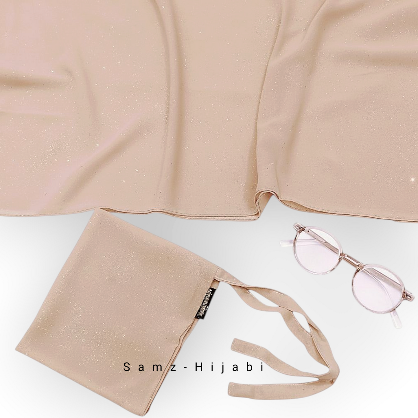 Sparkling Glitter Hijab Naqab set _Nude