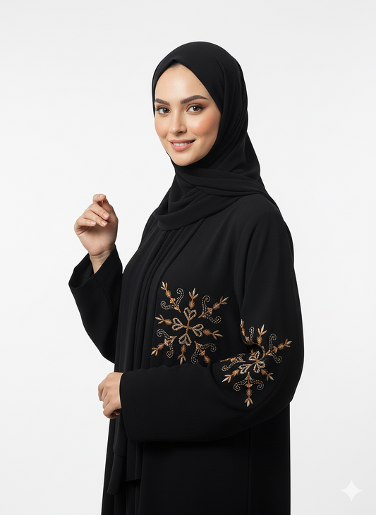 Leaf Art Embroidered Abaya