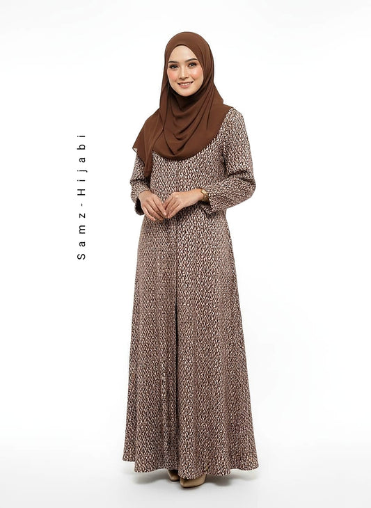 Printed Front Open F Pattern  Abaya