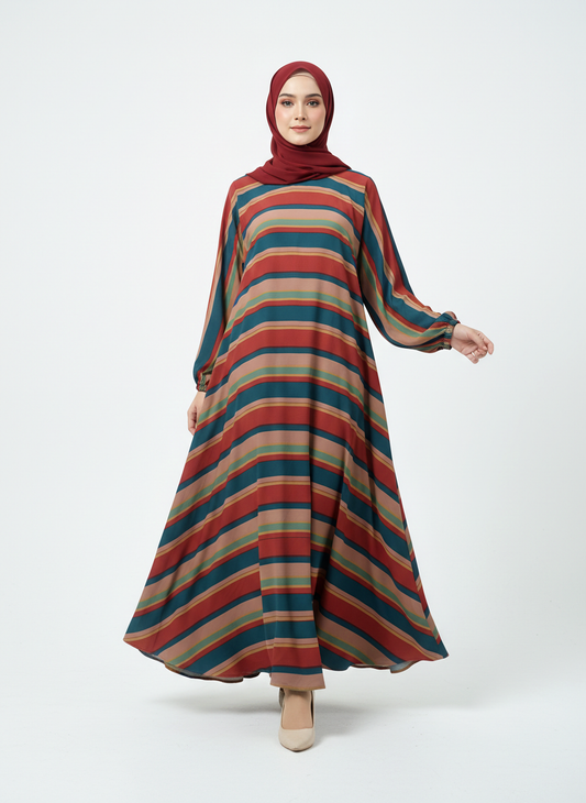 Printed Flare Abaya (Front Close)
