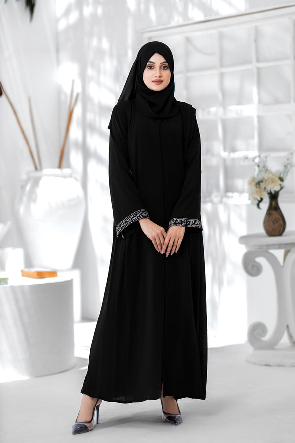Black Indigo Abaya With Hijab