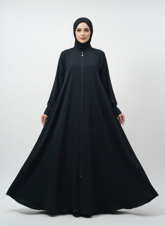 Kiswah Black Zipper Abaya