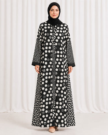 Printed Front Open Straight Abaya (11)
