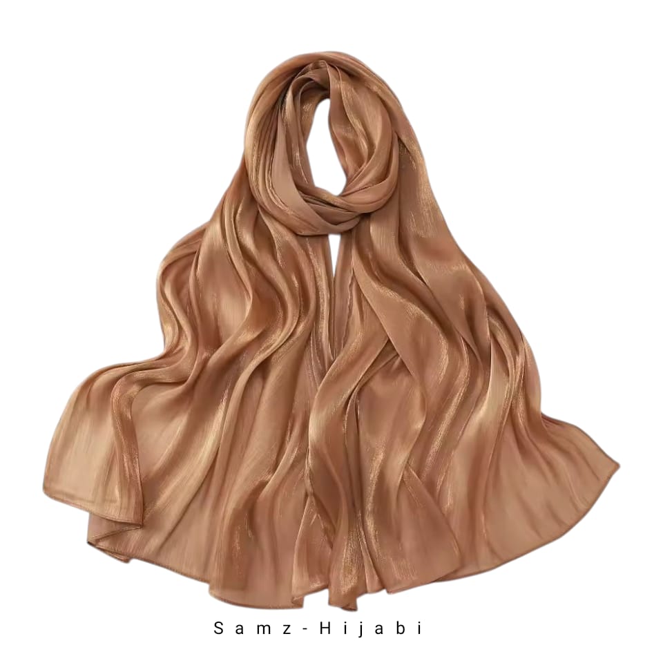 Organza Silk Hijab _ Dull Gold