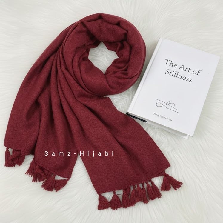 Tassel Lawn Hijab (Cherry Red)