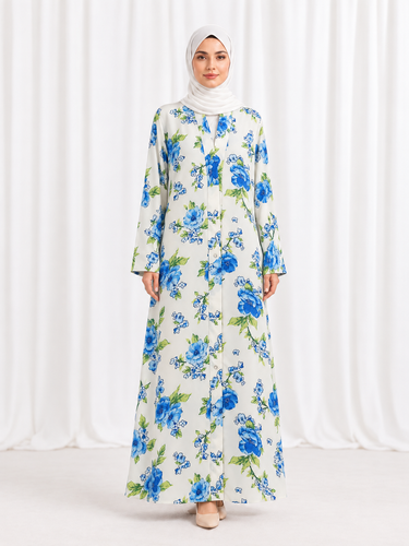 Printed Front Open Straight Abaya (14)