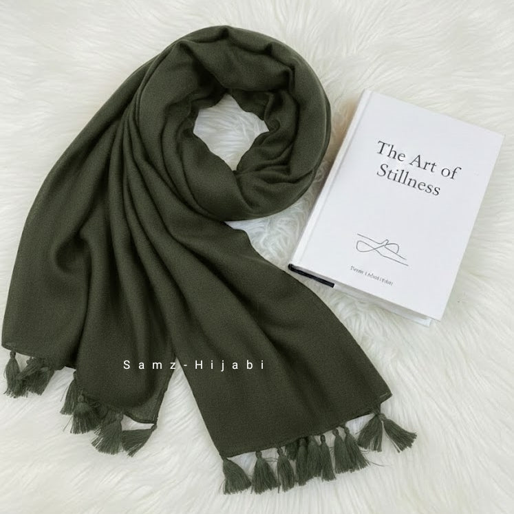 Tassel Lawn Hijab (Army Green)