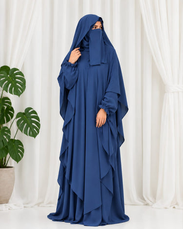 The Amira 4-Piece Hoodie Abaya Set (BLUE)