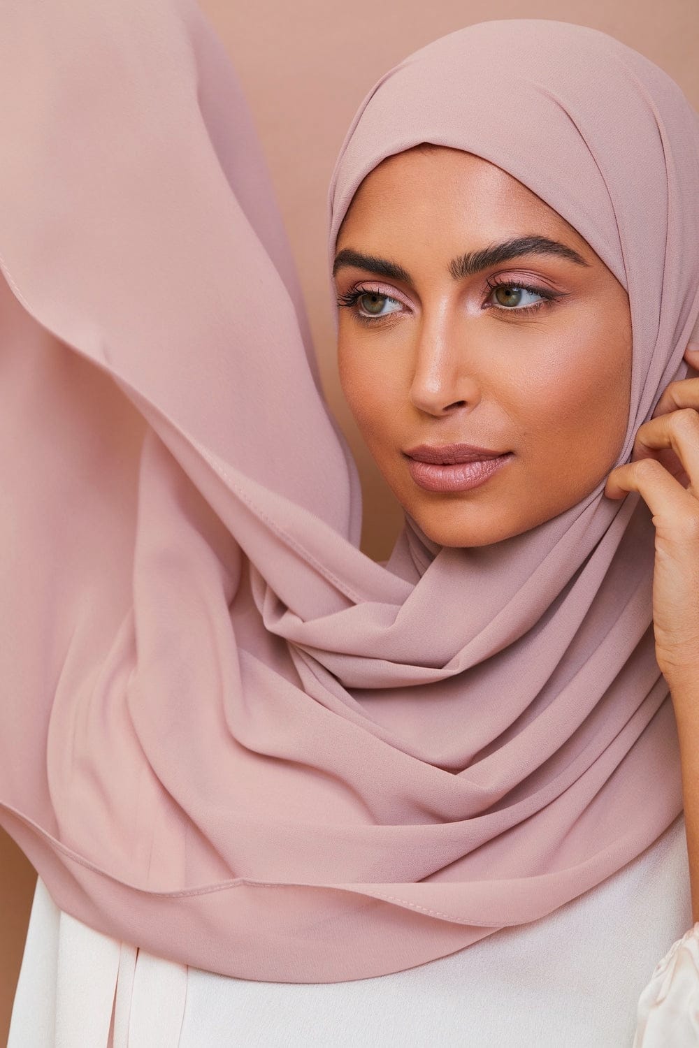 Chiffon Georgette Hijabs Pink Taupe – samzhijabi - Main Image
