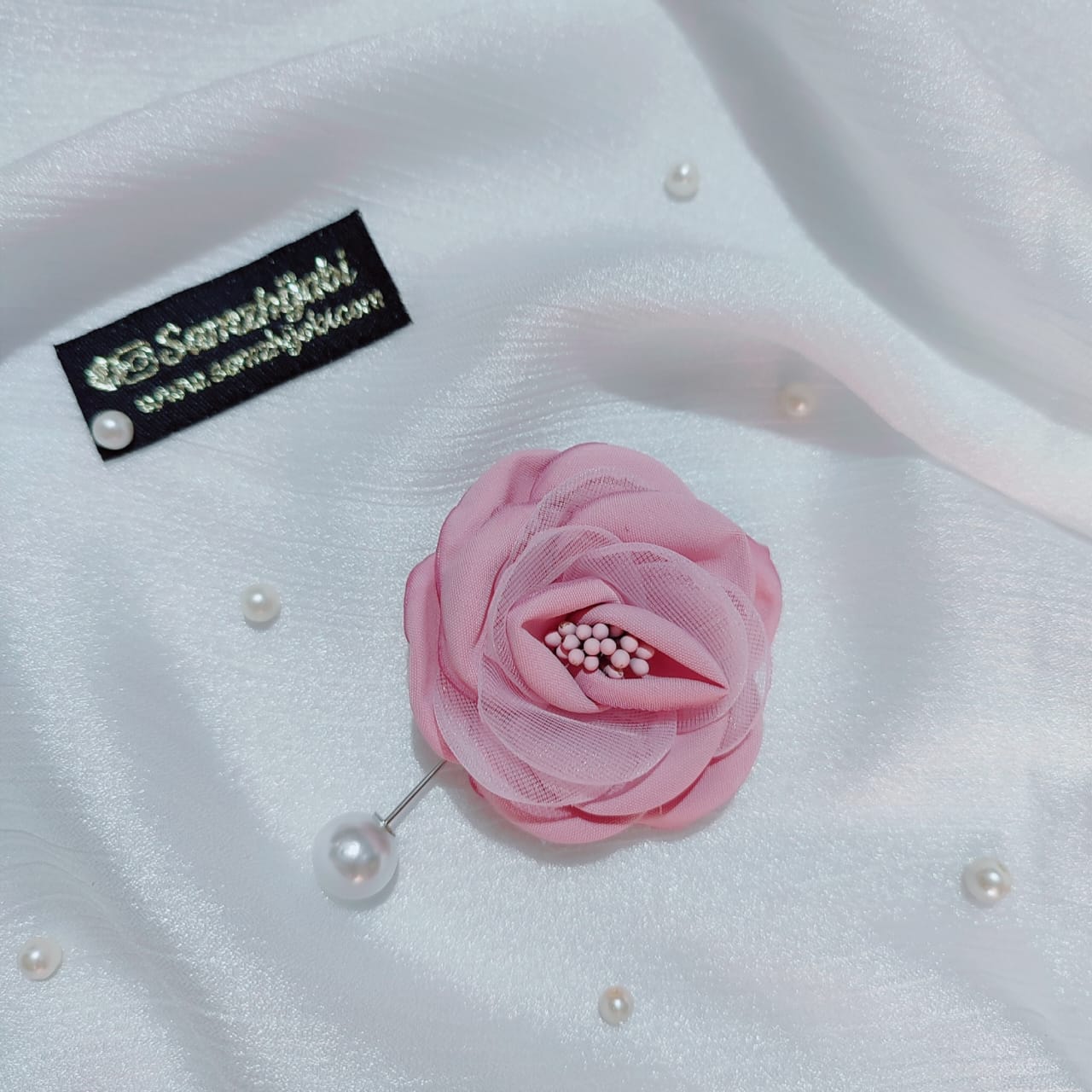 Floral Lock Hijab Pin - Pink