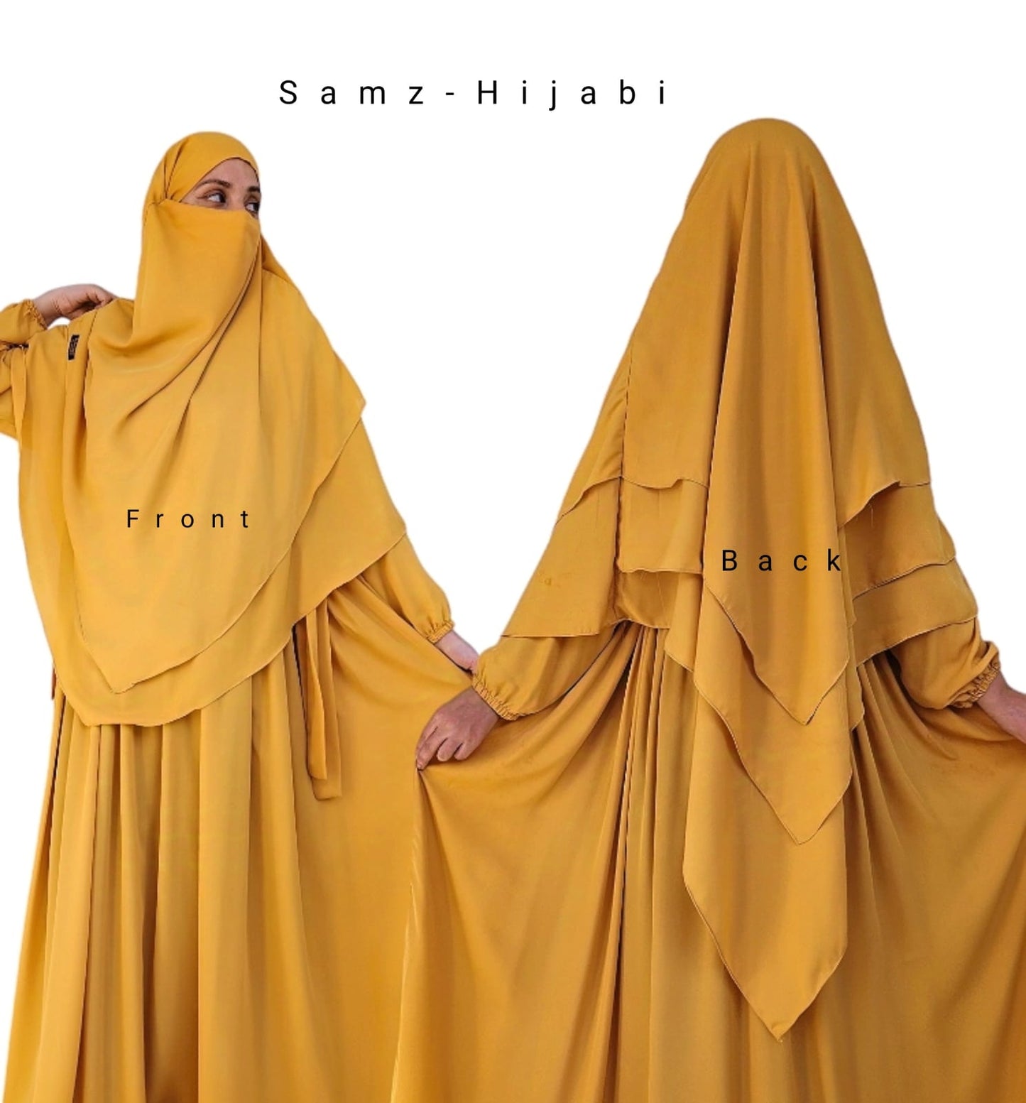 Pin Less Three Layer Khimar-Mustard