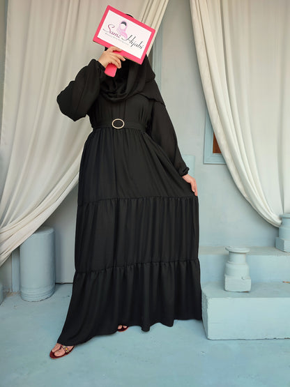 Maxi Layer Three Step Abaya Black